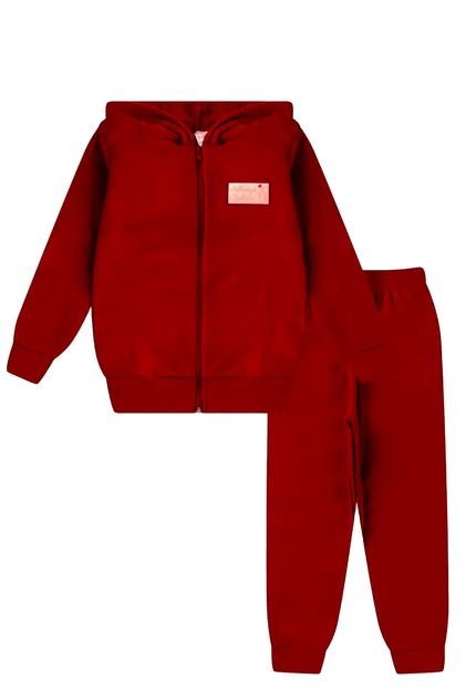 Conjunto Infantil Longo de Inverno Menina em Soft Com Jaqueta de Capuz  Vermelho - Marca PIFTPAFT