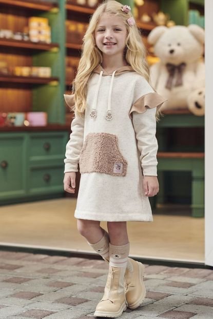Vestido Infantil Kukiê Inverno Teddy - Marca Le Petit Kukiê