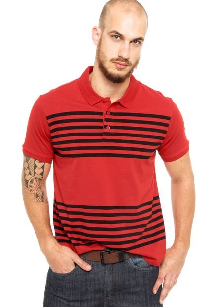 Camisa Polo DAFITI EDGE Listras Vermelha - Marca DAFITI EDGE