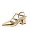 Sapato Feminino Scarpin Salto Grosso Dourado Spikes - Marca Santa Rosa