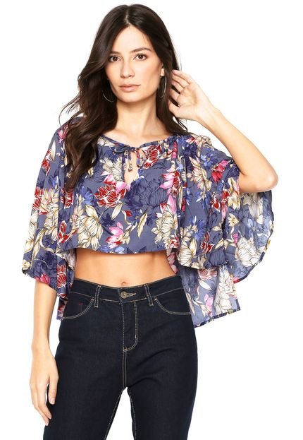 Blusa Cropped Lucy in The Sky Ciganinha Azul - Marca Lucy in The Sky