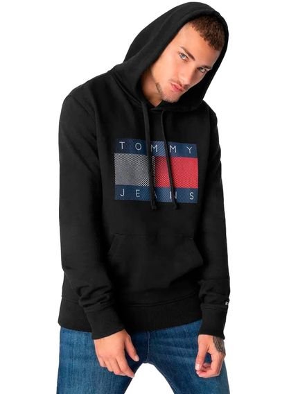 Moletom Tommy Jeans Masculino Reflective Flag Hoodie Preto - Marca Tommy Jeans