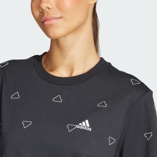 Adidas Vestido-Camiseta Estampado Malha Simples Essentials Monogram