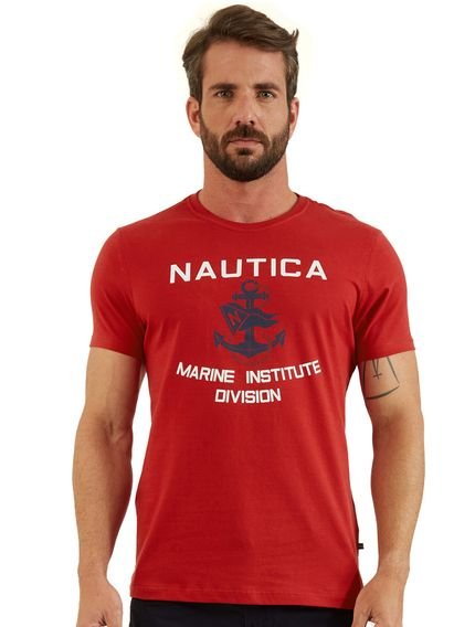 Camiseta Nautica Masculina Anchor Marine Institute Vermelha - Marca Nautica