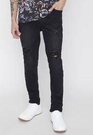 Jeans Super Skinny Roturas II Negro - Hombre