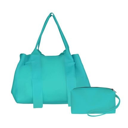 Bolsa Feminina de Praia Silicone Impermeavel Com Necessarie Azul - Marca Lavini Shoes