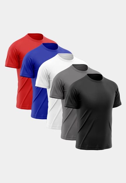 Kit 5 Camisetas Masculina Manga Curta Esporte Fitness Básica Premium Corrida Multicolorido - Marca Life