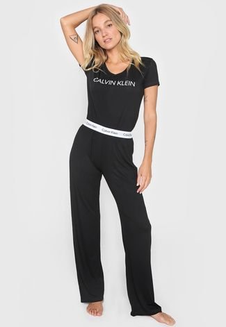 Pijama Calvin Klein Underwear Logo Preta - Compre Agora