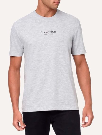 Camiseta Calvin Klein Masculina Flame CK New York Cinza Mescla - Marca Calvin Klein