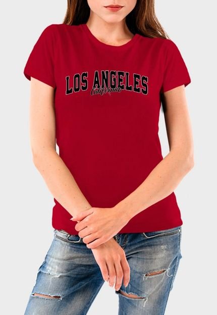Camiseta Feminina Vinho Los Angeles Algodão Premium Benellys - Marca Benellys