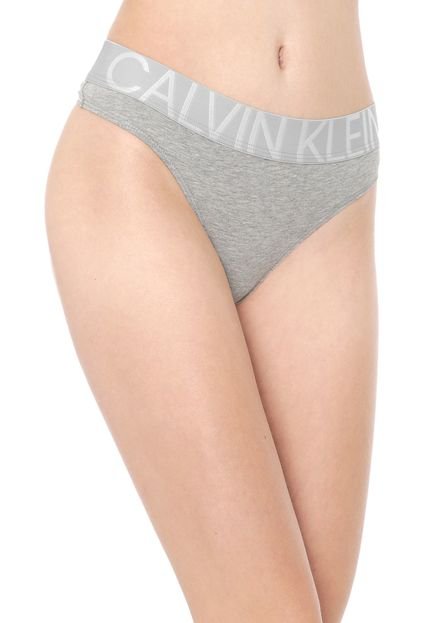 Calcinha Calvin Klein Underwear Fio Dental Statement Cinza - Marca Calvin Klein Underwear