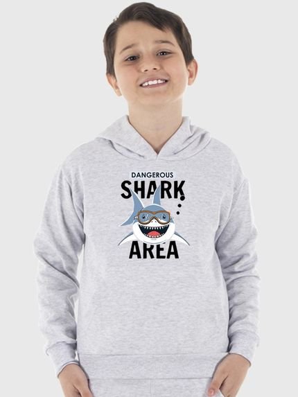Moletom Canguru Infantil Menino Shark Benellys Cinza Claro - Marca Benellys