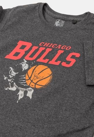Camiseta NBA Juvenil Air Ball Chicago Bulls Preta Mescla Vintage