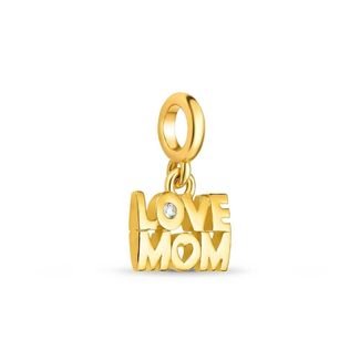 Pingente Life Love Mom Prata com Banho Ouro Amarelo