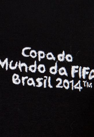 Camisa Polo Licenciados Copa do Mundo Futebol Arte Infantil Preta