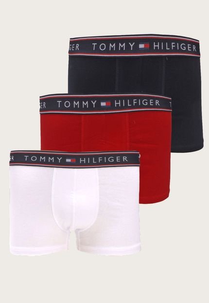 Kit 3pçs Cueca Tommy Hilfiger Boxer Logo Vermelha/Branca - Marca Tommy Hilfiger