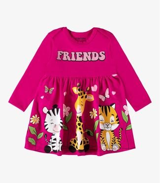 Vestido Infantil Manga Longa Friends Rovi Kids Rosa