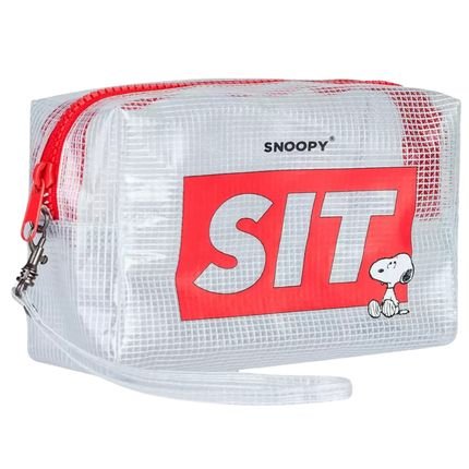 Necessaire Snoopy Unissex  Básica Transparente SP12004  Vermelho - Marca SEMAX