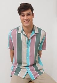 Camisa Topman Short Sleeve Stripe Multicolor - Calce Regular