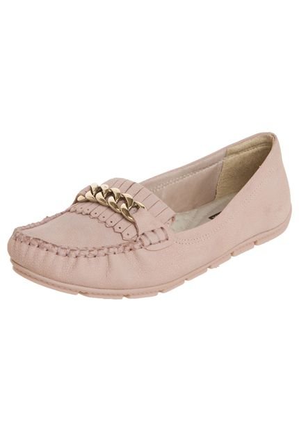 Mocassim Comfortflex Franja Nude - Marca Comfortflex