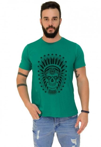 T-Shirt Joss Caveira Indio Verde - Marca Joss
