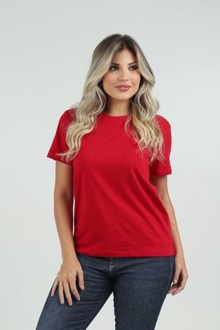 Blusa Tshirt Decote Redondo Vermelho P Gazzy