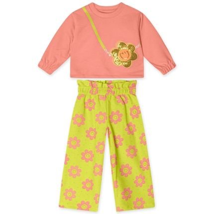 Conjunto Longo Floral Moletom Infantil Feminino Marisol - Marca Marisol