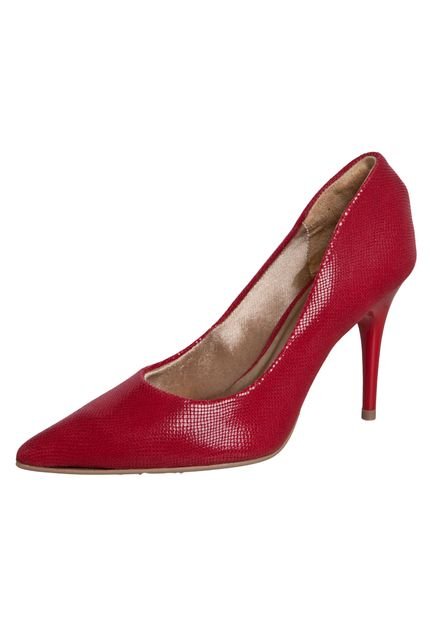 Scarpin Di Cristalli Bico Fino Vermelho - Marca Di Cristalli