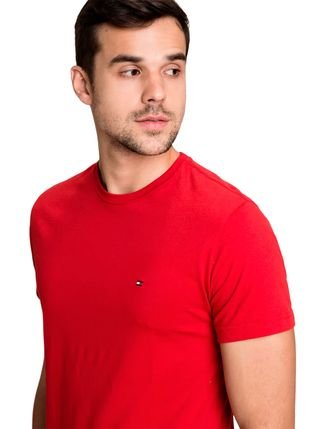 Camiseta Tommy Hilfiger Masculina Essential Cotton Icon Vermelha - Compre  Agora