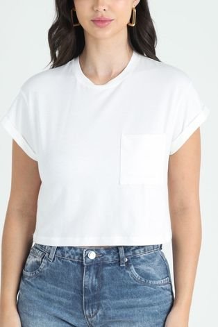 Blusa Tshirt Cropped Off White P Gazzy