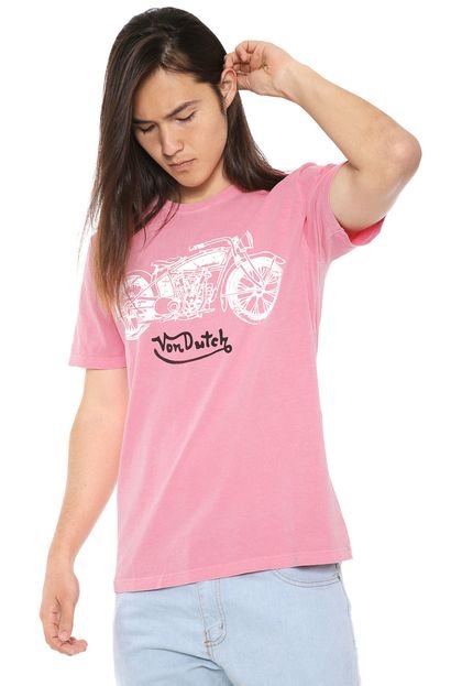 Camiseta Von Dutch Motorcycle Rosa - Marca Von Dutch 