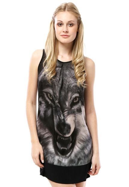 Vestido Colcci T-Shirt Dress Wolf Preto - Marca Colcci
