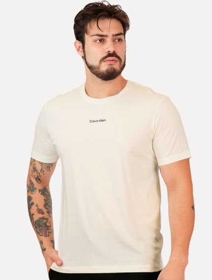 Camiseta Calvin Klein Masculina Institutional Logo Off-White - Marca Calvin Klein