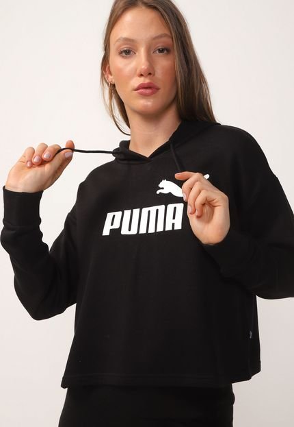 Blusa de Moletom Fechada Puma Logo Preta - Marca Puma