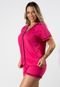 Kit 2 Pijamas Feminino Curto de Botão Amamentação De Dormir RLC Modas Preto/Rosa Pink - Marca RLC Modas