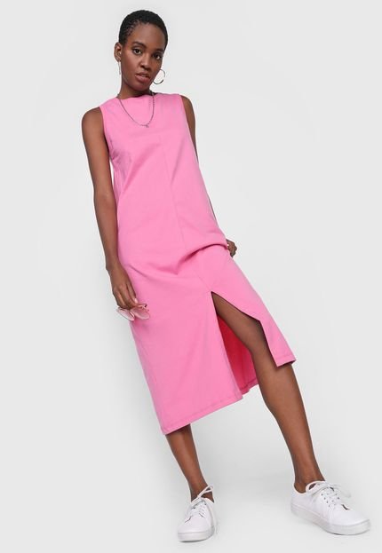 Vestido Hering Midi Fenda Rosa - Marca Hering