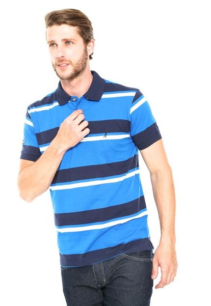 Camisa Polo Aleatory Listras Azul - Marca Aleatory