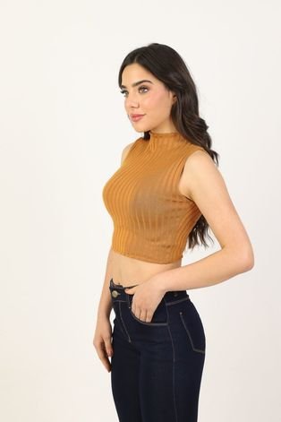 Regata Cropped Gola Alta Caramelo G Gazzy