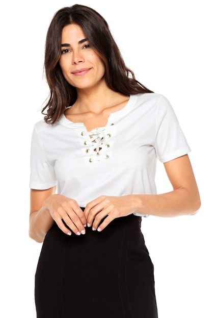 Camiseta Guess Lace Up Bege - Marca Guess