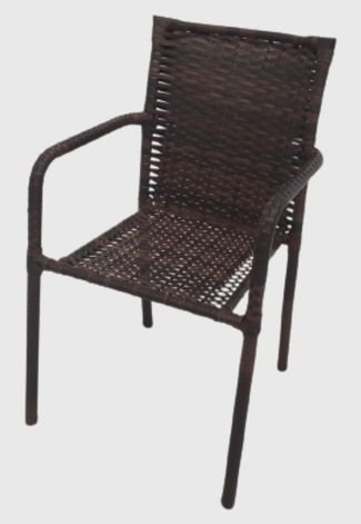 Cadeira Em Alumínio E Fibra Sintética Castanho Pressa Móveis