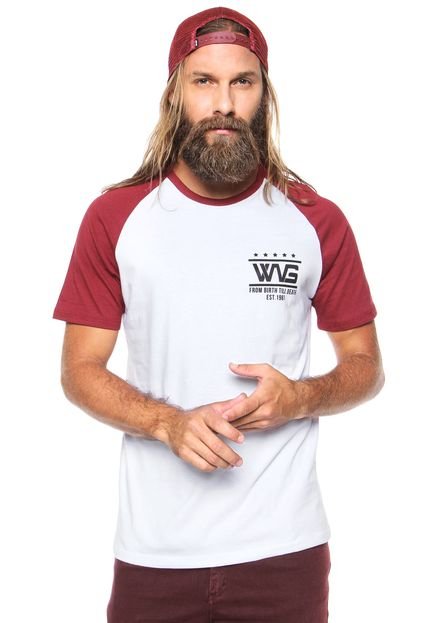 Camiseta WG Raglan From Birth Branca/Vinho - Marca WG Surf
