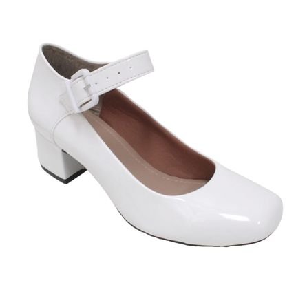 Sapato Boneca Branco Enfermagem Noiva Salto Baixo Grosso - Marca lilha Shoes
