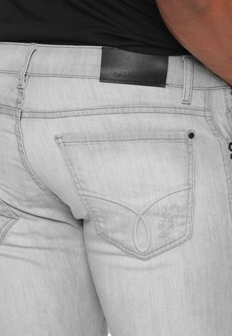 Calça Jeans Calvin Klein Jeans Skinny Rasgos Cinza