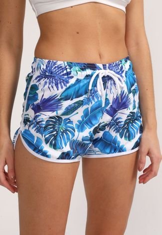 Shorts Feminino Praia Florido Azul Short Benellys - Compre Agora