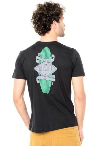 Camiseta Tropical Brasil Surfer Preta