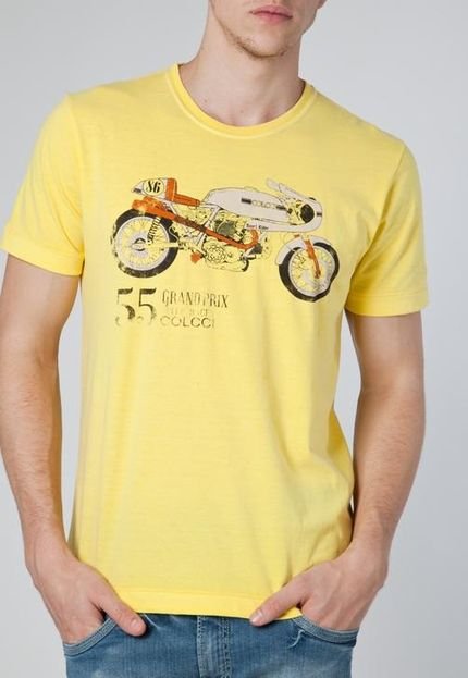 Camiseta Manga Curta Slim Grand Prix Amarela - Marca Colcci