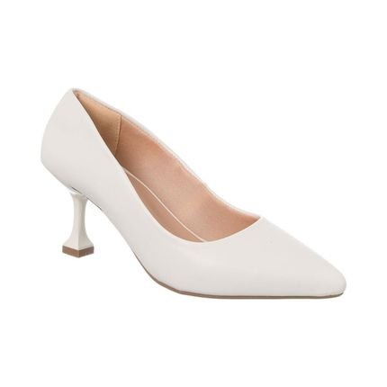 Scarpin Sapato Fechado Clássico Feminino Salto Taça Elegante Off-white - Marca Stessy Shoes