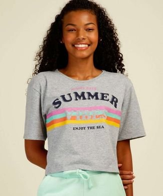 Blusa Juvenil Cropped Estampa Frontal Marisa Tam 10 Ao 16 - Compre