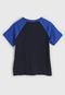 Camiseta GAP Infantil Raglan Logo Azul-Marinho/Verde - Marca GAP