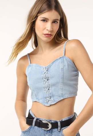 Regata Cropped Jeans Trendyol Collection Ilhoses Azul